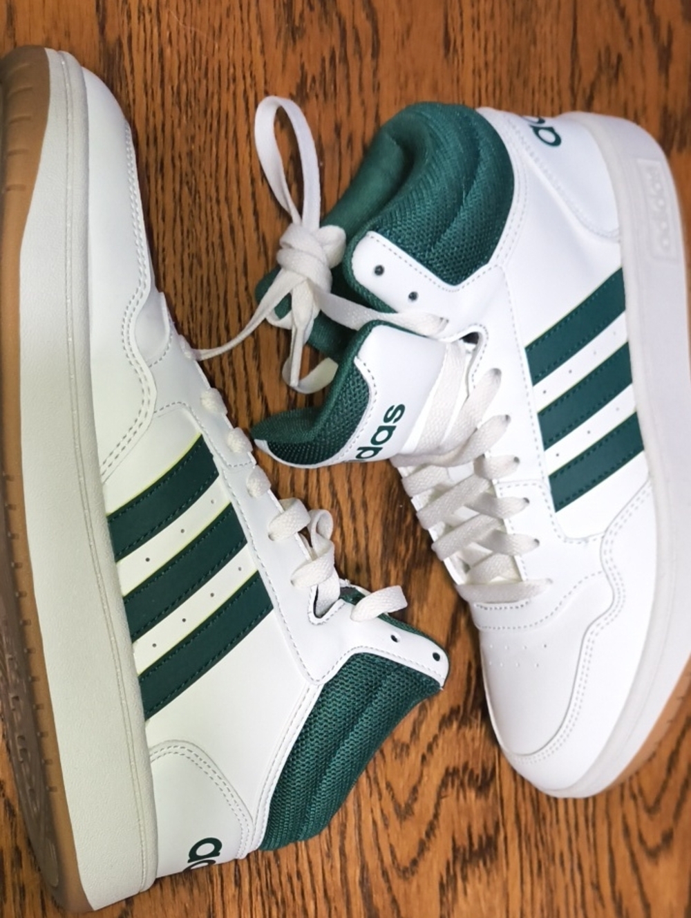 New Adidas Hoops 3.0 Mid sneakers in Cloud White / Dark Green